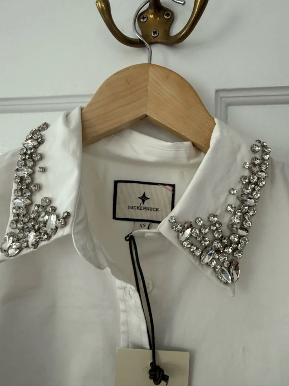 Tuckernuck White Button-Down with Jeweled Collar - Picture 7 of 9